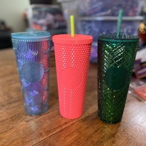 Set of three Starbucks cups